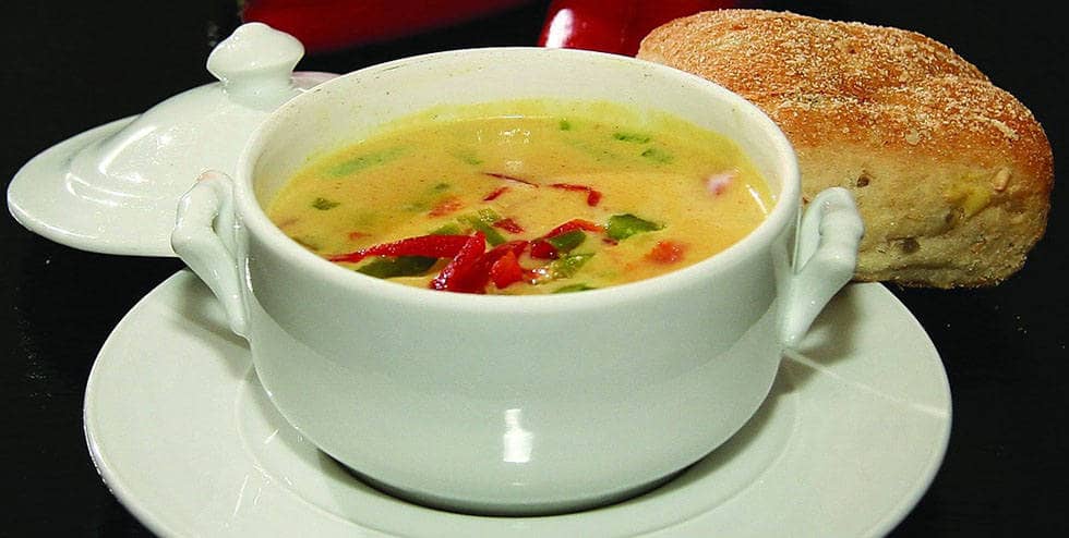 Домашний крем-суп со свининой и картошкой