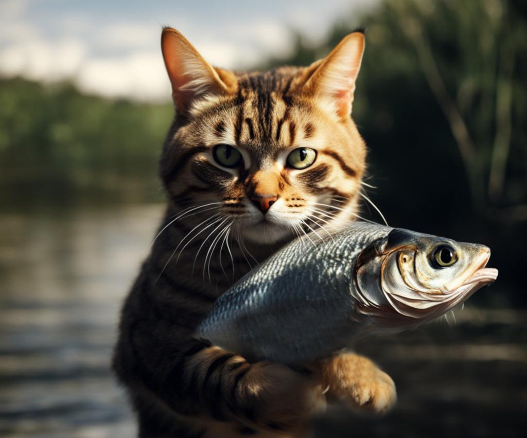 Кошка ловит рыбку 18