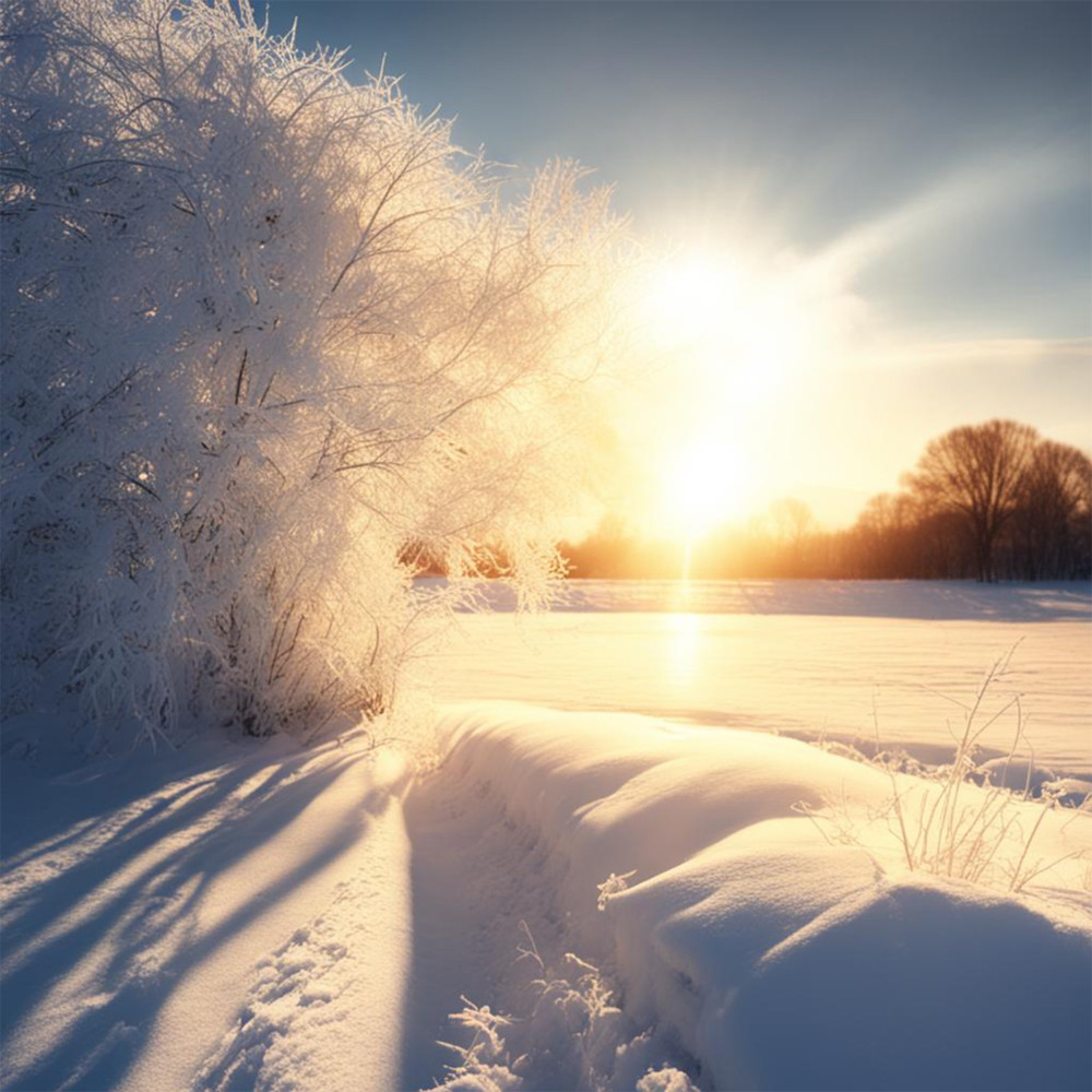 Солнце на зимнем пейзаже 10