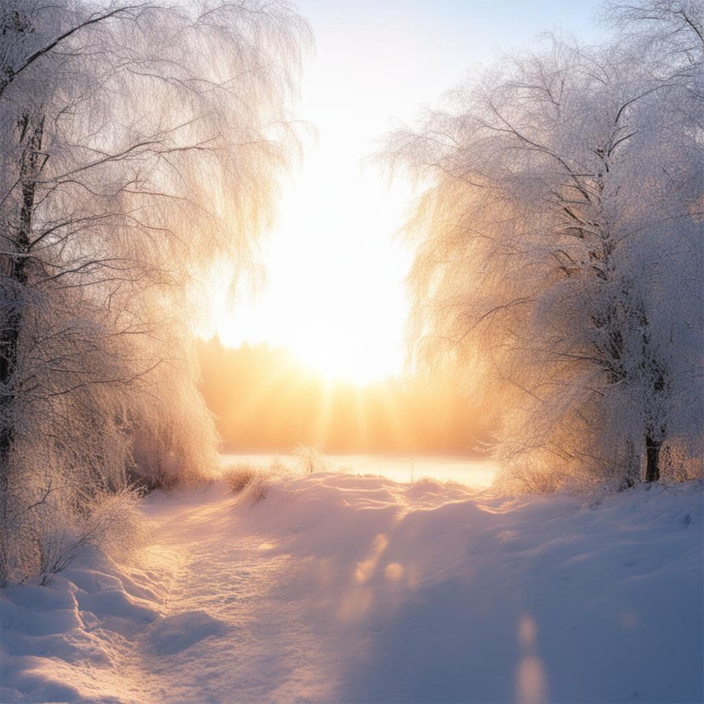 Солнце на зимнем пейзаже 11