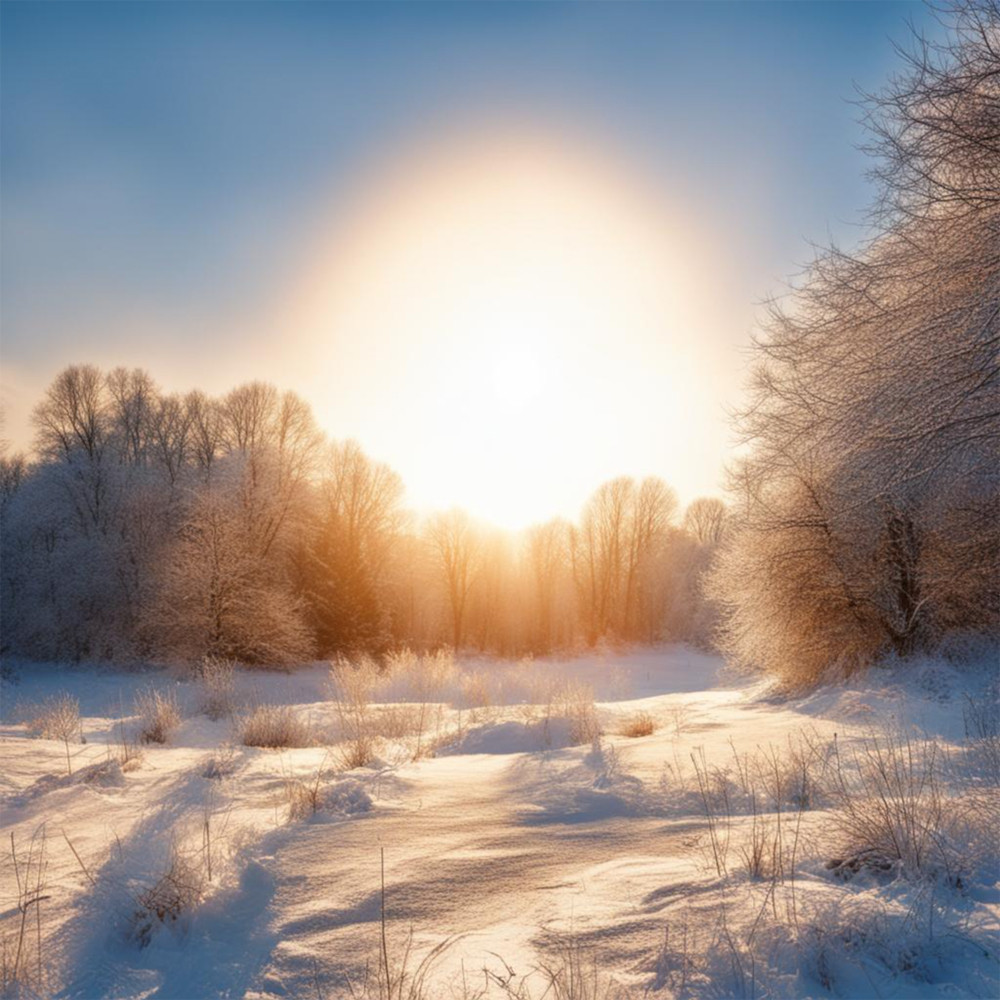 Солнце на зимнем пейзаже 14