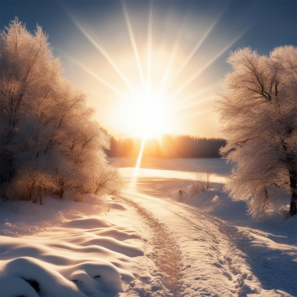 Солнце на зимнем пейзаже 17