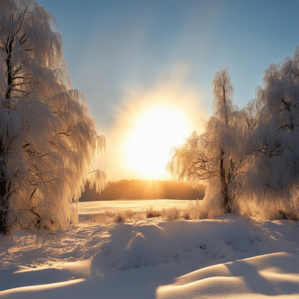 Солнце на зимнем пейзаже 3