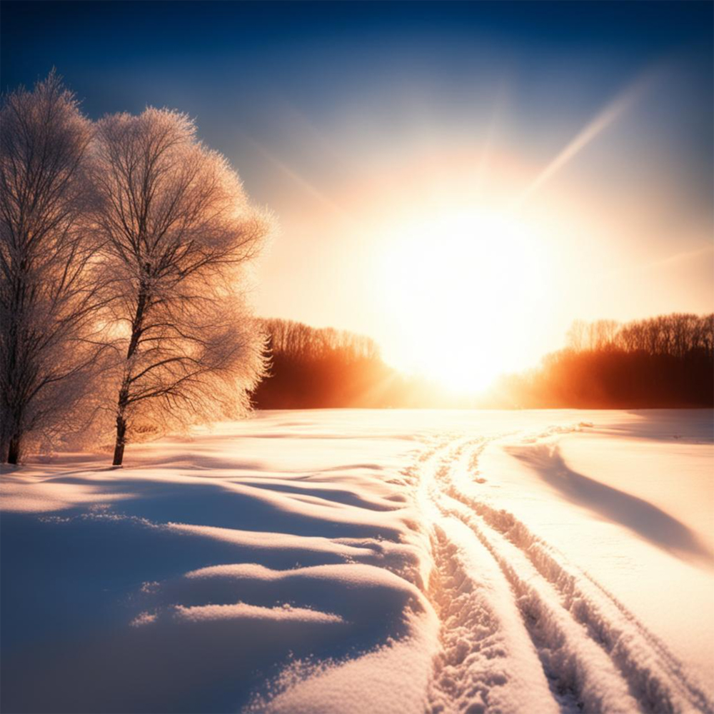 Солнце на зимнем пейзаже 7