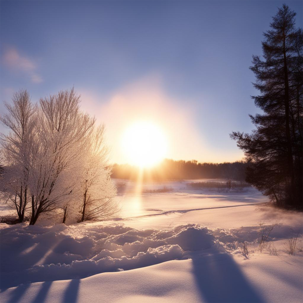 Солнце на зимнем пейзаже 8